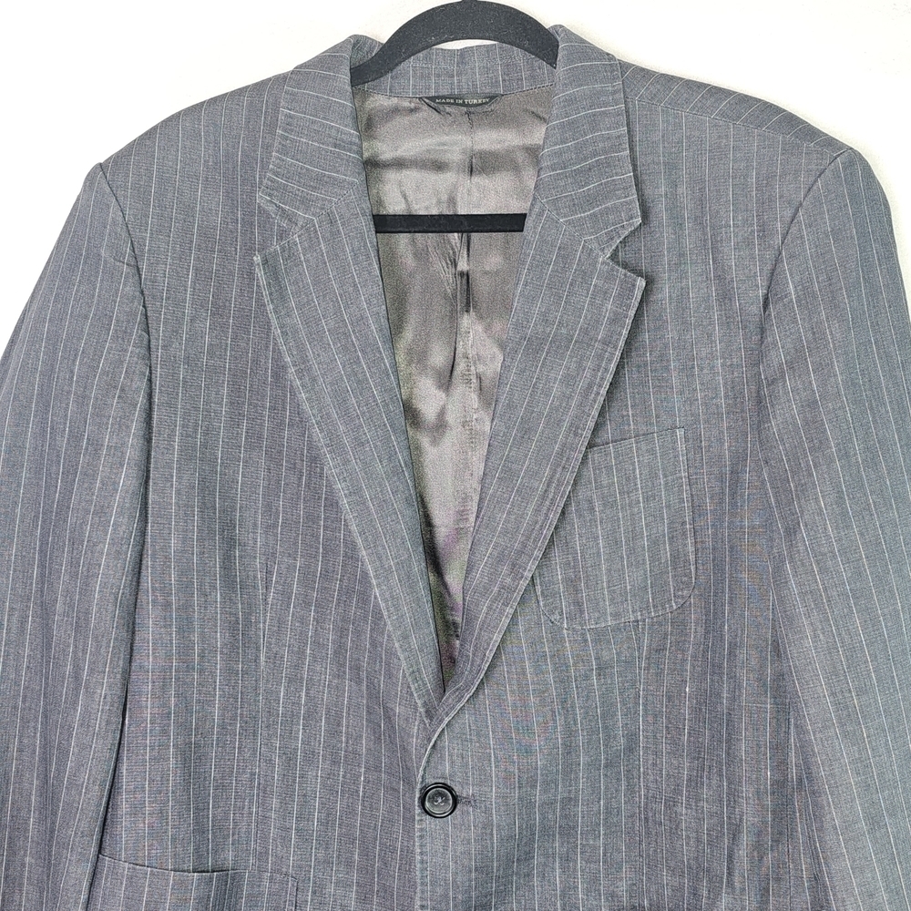 Banana Republic Men’s Pinstripe Linen Blend Blazer 46S Gray 2-Button Suit Jacket - Picture 2 of 13